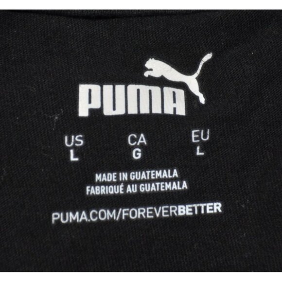 Puma Mens Black Crewneck T-Shirt With Camouflage Logo Size L Cotton Short Sleeve - Picture 6 of 8